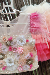 Pink ombre layered lehenga set